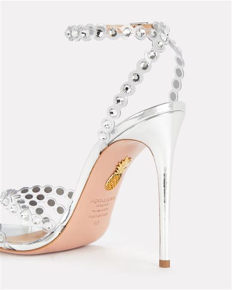 Aquazzura Tequila Crystal Embellished Metallic Sandals Intermix®