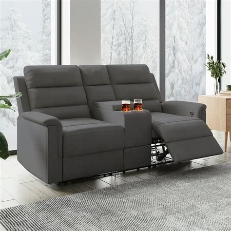 Muzz Loveseat Recliner Sofa With Cup Holders Storage For Living Room