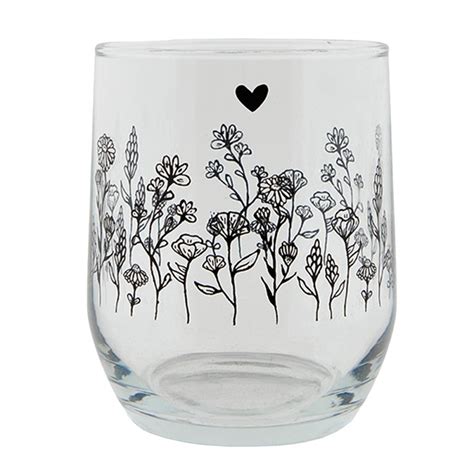 Clayre Eef Water Glass 300 Ml Glass Flowers