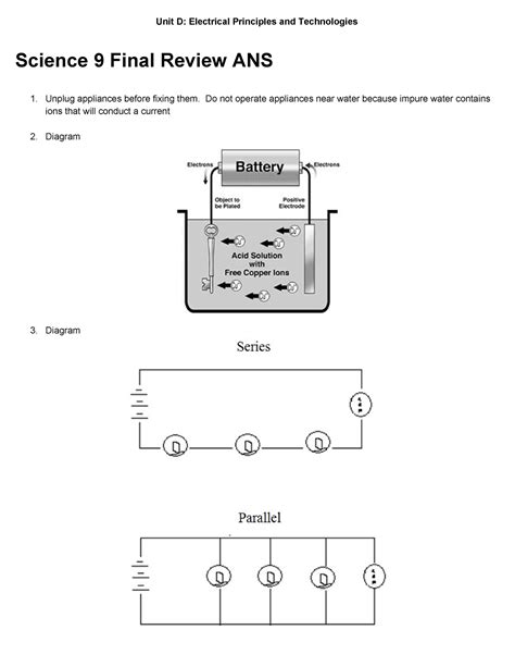 Unit D Review Ans Unit D Electrical Principles And Technologies Science 9 Final Review Ans