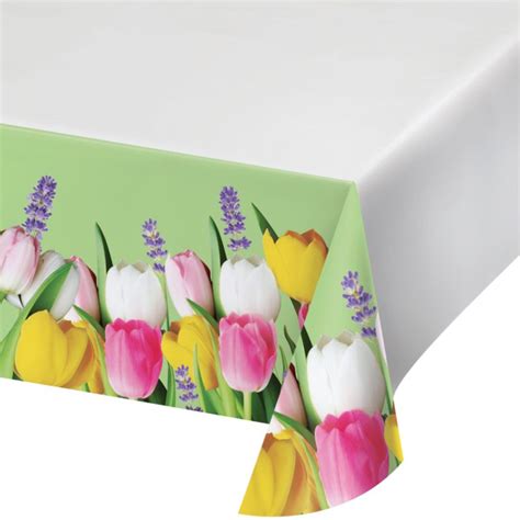 Spring Tulip Bouquet Paper Tablecloth Party At Lewis Elegant Party