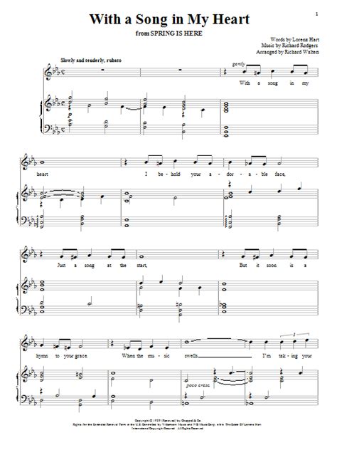 With A Song In My Heart By Rodgers And Hart Sheet Music For Piano And Vocal