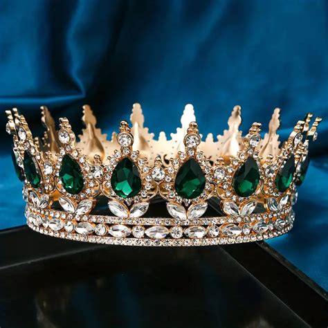 1pc Baroque Princess Crown Sparkly Colorful Rhinestone Crown Wedding