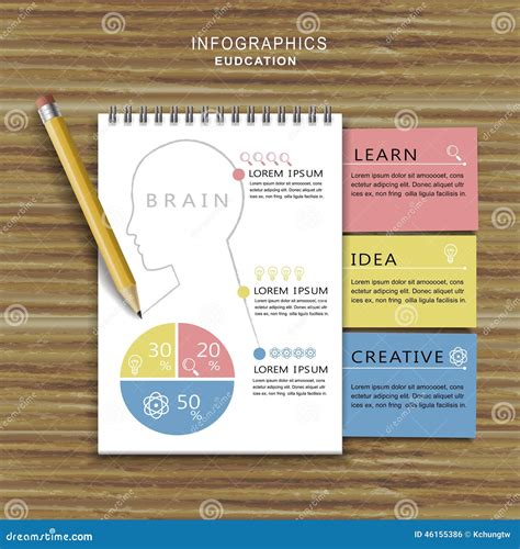 与铅笔和笔记本的教育infographic设计 向量例证 插画 包括有 笔记本 纸张 图画 了解 46155386