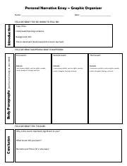 personal narrative graphic organizer - Personal Narrative Essay Graphic ...