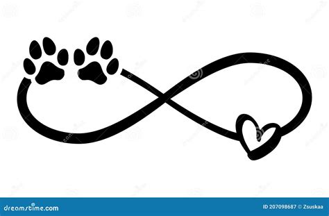 Huellas De Perros O Gatos Y Corazón Ilustración del Vector