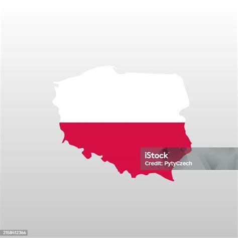 Poland National Flag In Country Map Silhouette Stock Illustration