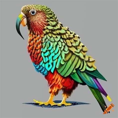 Colorful And Realistic Kea Bird Logo On Craiyon