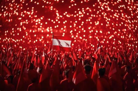 Una Multitud De Personas Sosteniendo Banderas Y Una Con La Palabra