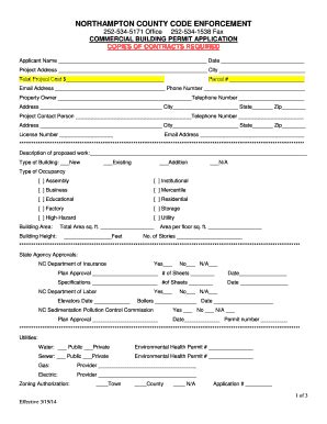 Fillable Online Permit Application For Commercial Building