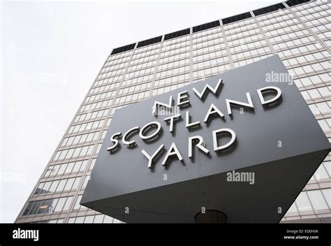 Gv Of The Revolving Sign Outside The Metropolitan Police Headquarters