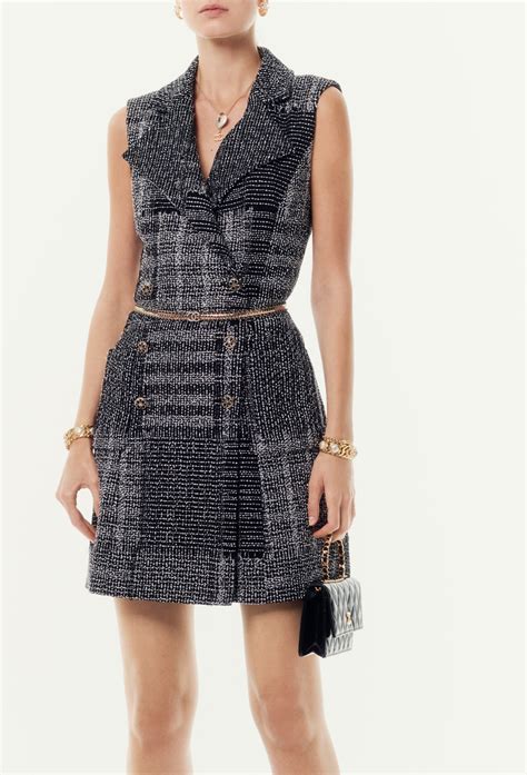 Dress Glittered Tweed Black And White — Fashion Chanel