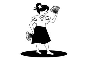 female folk dancer dancing  carinosa philippines svg cut file