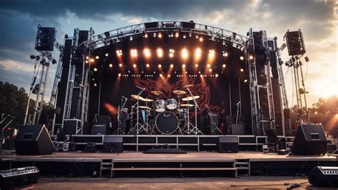 Premium AI Image | Concert stage on rock festival music instruments ...