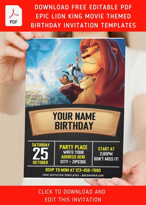 Free Editable Pdf Inspiring Lion King 2 Movie Themed Birthday