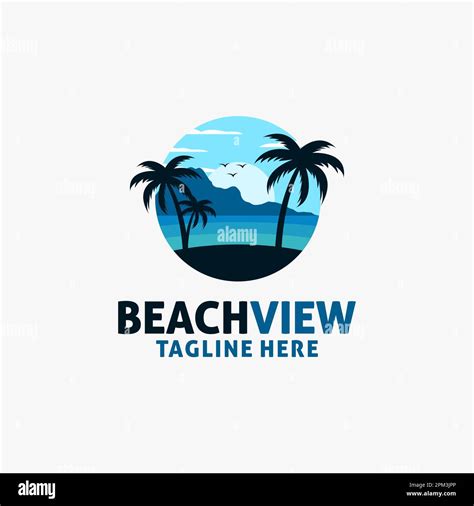 Beach view logo design Stock Vector Image & Art - Alamy