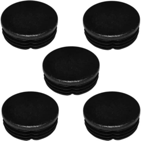 5X Bouchon Embout De Tube Rentrant Rond Noir Plastique Cache Trou Pied