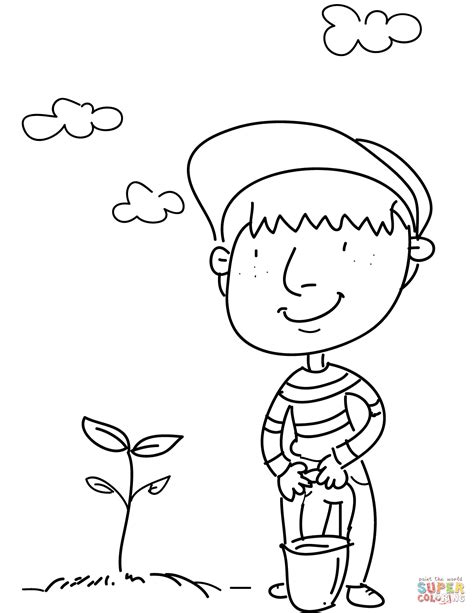 Man Planting A Tree Coloring Page Free Printable Coloring Pages