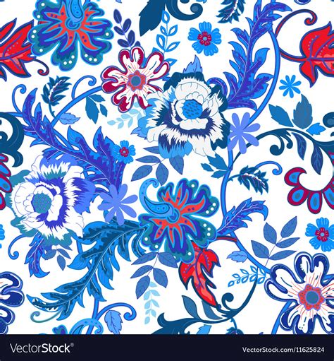 Seamless floral background colorful red and blue Vector Image