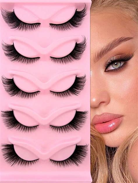 5 Pairs Full False Lashes Cat Eye Look 15mm Tail Elongated Eyelashes