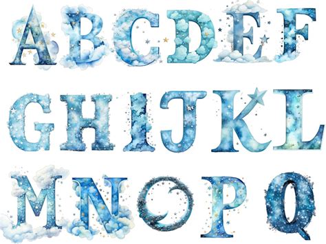 Sky Alphabet Clipart Alphabet Transparent Background High - Etsy