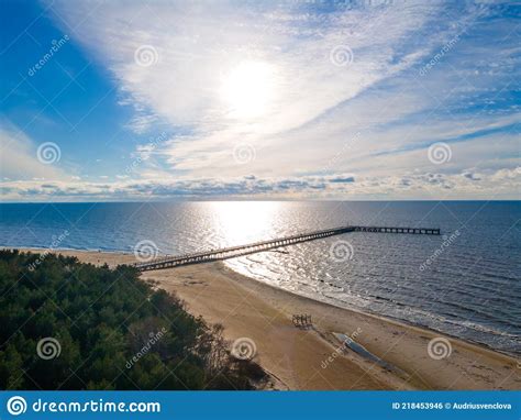 Aerial View Of Palanga Bridge To The Sea Stock Photo Image Of Water