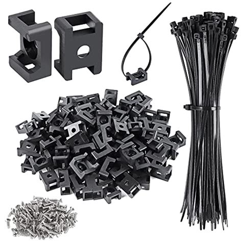 100 Pcs Cable Zip Tie Saddle Type Mounts Base With 8 Cable Ties