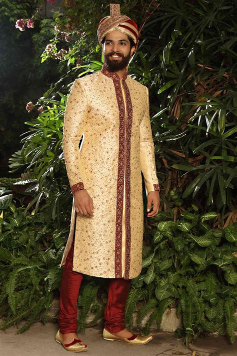 Heavy Embroidered Sherwani With The Touch Of Maroon Velvet Virat