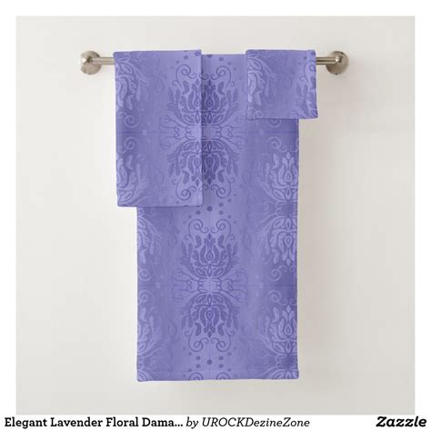 Elegant Lavender Floral Damask Bath Towel Set Bath Towel Sets Bath