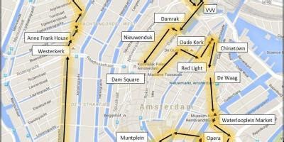 Amsterdam walking map - Amsterdam walking tour map (Netherlands)