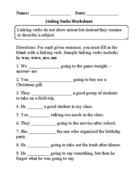 Linking Verbs Verb To Be Worksheet Riset