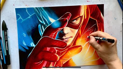 Drawing The Flash Colored Pencils And Markers Youtube