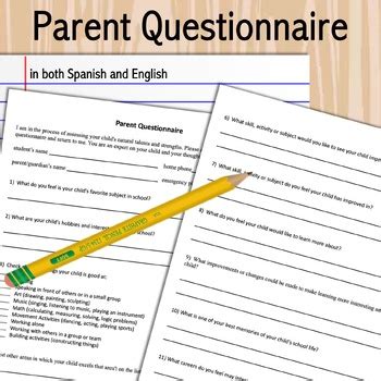 Parent Questionnaire Iep Input Form Student Strengths English And