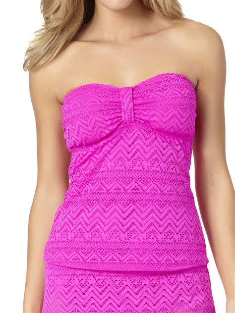 Catalina Women S Solid Crochet Bandini Swimsuit Top Walmart