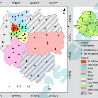 Map of Addis Ababa indicating ten sub-cities from where samples were ...