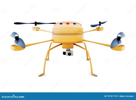 Yellow Drone Isolated On White 3d Rendering Stock Illustration