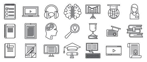 Staff education training icons set, outline style 8885059 Vector Art at ...