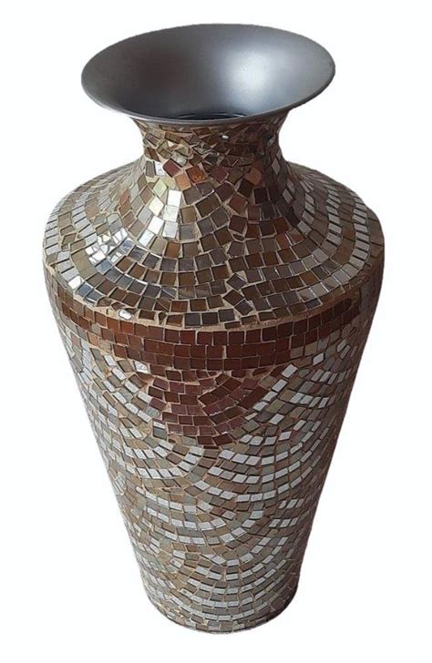 Handicraft Decoration 18inch Mosaic Finish Iron Flower Vase Shape