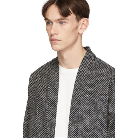 Naked And Famous Denim Ssense Exclusive Indigo Scales Kimono Shirt