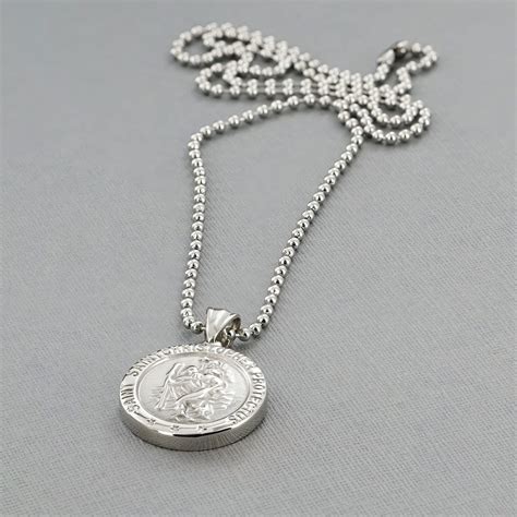 Mens Personalised St Christopher Necklace Engraved Silver Etsy Uk