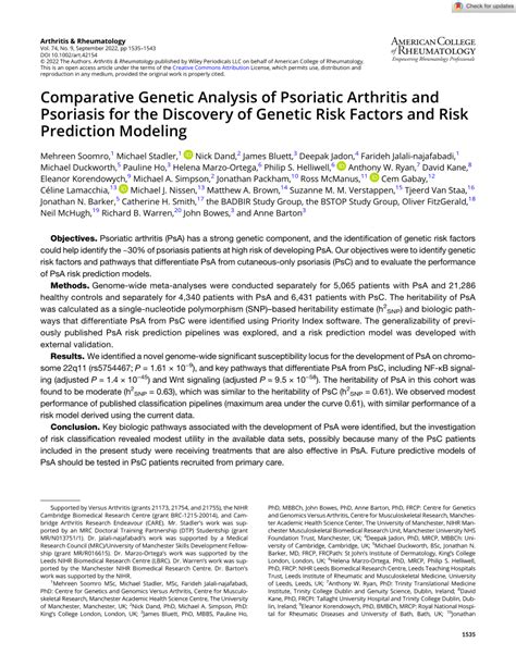 Pdf Comparative Genetic Analysis Of Psoriatic Arthritis And Psoriasis