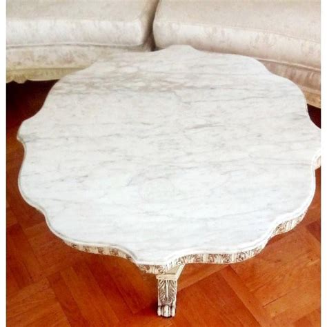 1960s French Provincial Marble Top Coffee Table AptDeco