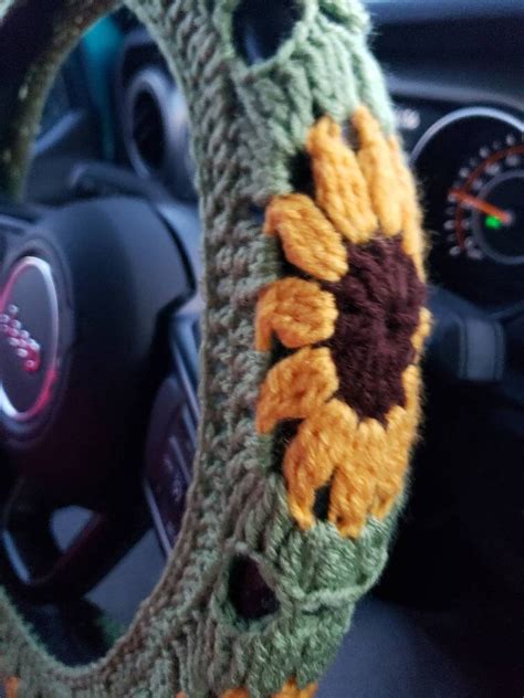 Sunflower Crochet Steering Wheel Cover Etsy Canada