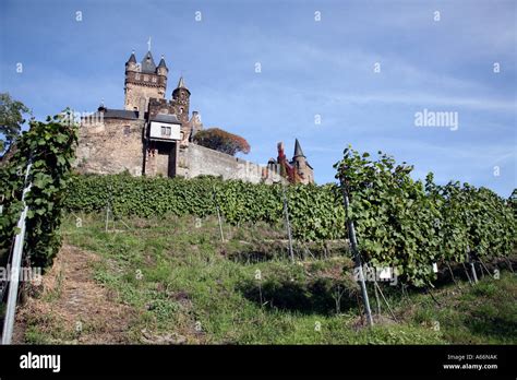 Germany Burg Castle Reichsburg on the river Mosel;in the Mosel Valley ...