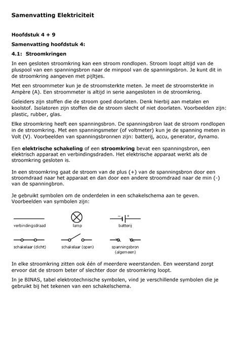 Samenvatting Elektriciteit H H Def Samenvatting Elektriciteit