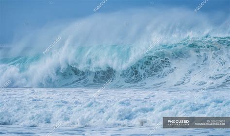 Huge waves in the ocean surrounding Oahu; Oahu, Hawaii, United States ...