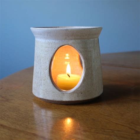 White Ceramic Votive Holder- Handmade Pottery Luminary- Ambient Lighting for Patio or Home ...