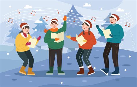 People Singing Christmas Carols Together 4114602 Vector Art At Vecteezy