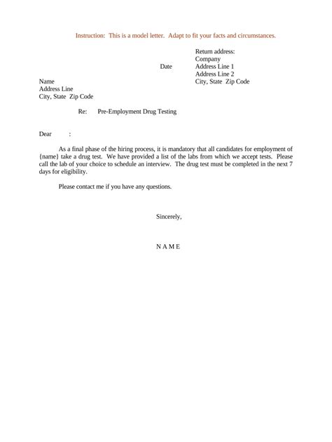 Sample Letter Drug Testing Doc Template Pdffiller