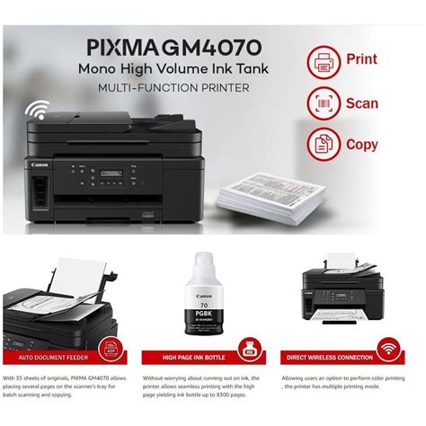 Canon PIXMA GM4070 All in One InkTank Monochrome Printer with ADF and ...